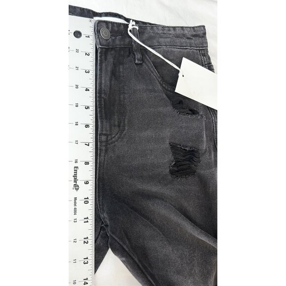 Flying Monkey Black Label Jeans Womens 25 Black Distressed Super High Rise Crop - Picture 9 of 16